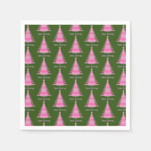 Serviette En Papier Élégant rose Arbre de Noël Motif vert