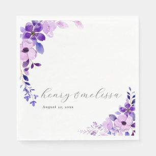 Serviette En Papier Élégant rose bleu violet Fleurs Mariage serviettes