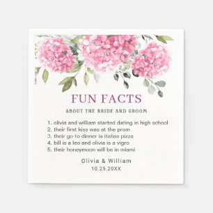 Serviette En Papier Élégant rose Blush Hydrangea Fun Facts Mariage