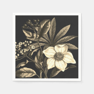 Serviette En Papier Élégant Rose de Noël Vintage Botanique Beige