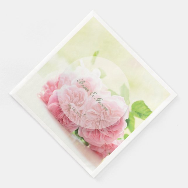 Serviette En Papier Élégant Rose d'été rose Mariage (Coin)