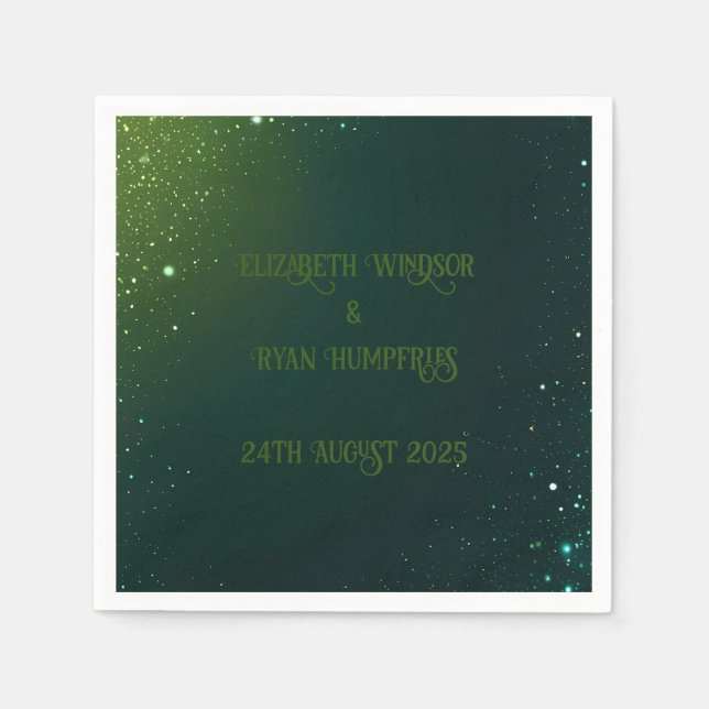 Serviette En Papier Elégant rose et blues vert design étincelant (Devant)