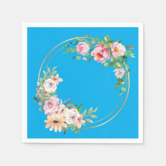 Serviette En Papier Élégant rose et or Flower papier de couronne Napki