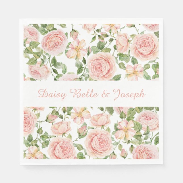 Serviette En Papier Elégant Rose Garden (Devant)