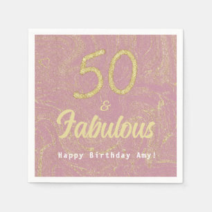 Serviette En Papier Elégant Rose Gold 50 et fabuleux 50e anniversaire