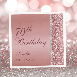 Serviette En Papier Elégant Rose Gold 70e anniversaire