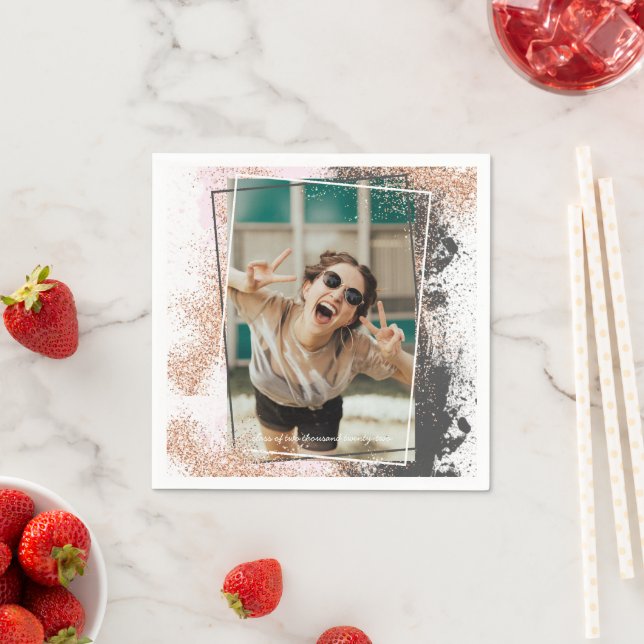 Serviette En Papier Élégant Rose Gold Graduation Party Napkins (En situation)