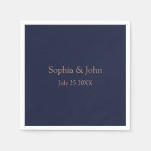 Elégant Rose Gold Navy Mariage bleu Papier Napkin