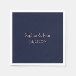 Serviette En Papier Elégant Rose Gold Navy Mariage bleu Papier Napkin