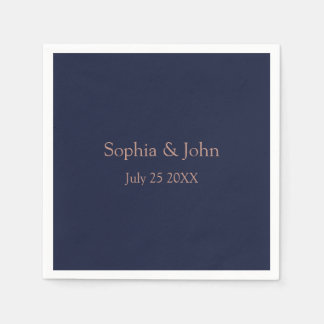 Serviette En Papier Elégant Rose Gold Navy Mariage bleu Papier Napkin