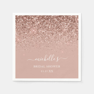Serviette En Papier Élégant Rose Gold Sparkle Parties scintillant Nom