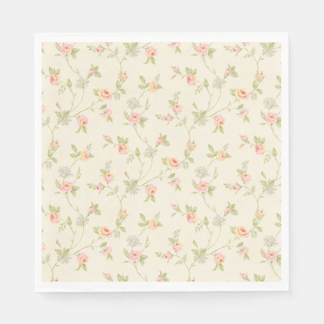 Serviette En Papier Élégant Rose minuscule (Devant)