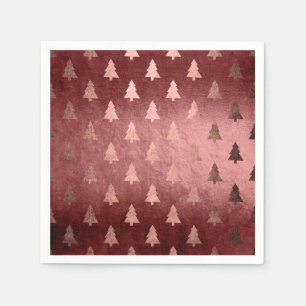 Serviette En Papier Élégant rose moderne or motif de Noël arbre de Noë