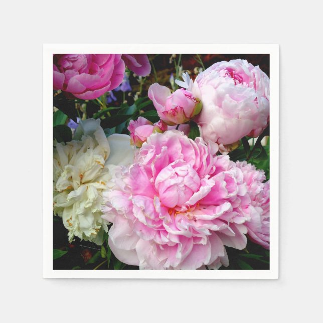 Serviette En Papier Elégant rose peony blanc floral jardin photo (Devant)