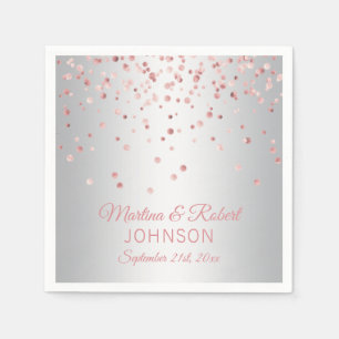 Serviette En Papier Élégant Rose personnalisé Gold Confetti et Mariage