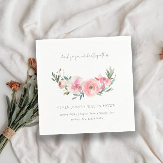 Serviette En Papier Elégant rose rose orchidée Mariage floral