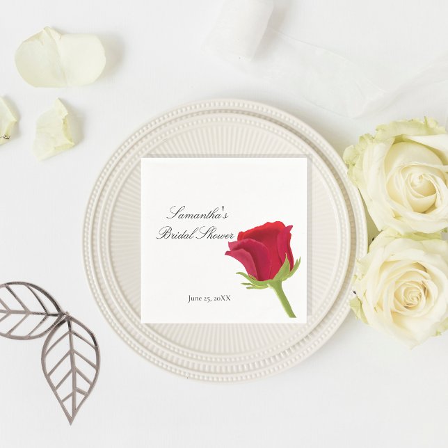 Serviette En Papier Élégant Rose Rouge Lavabo de Mariée (Créateur téléchargé)