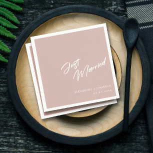 Serviette En Papier Élégant rose vierge Marié Mariage personnalisé