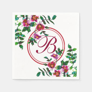 Serviette En Papier Élégant roses floraux de magenta rose
