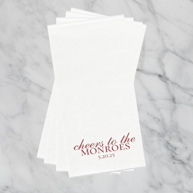 Serviette En Papier Élégant Rouge Personnalisé Mariage serviettes de t (Luxury Classic Red Wedding Suite Theme with options to personalize for your special day.)