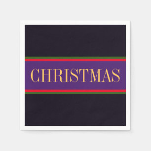 Serviette En Papier Élégant Royal violet noir NOËL rayures