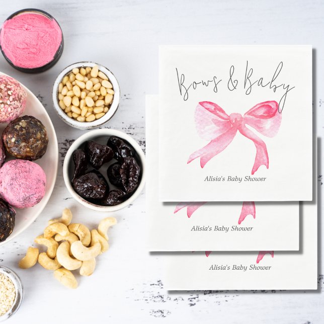 Serviette En Papier Élégant Ruban rose vaches et Baby shower bébé fill (Créateur téléchargé)