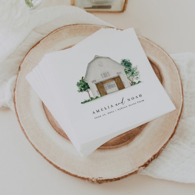 Serviette En Papier Élégant Rustic Barn Mariage Cocktail Serviettes (Créateur téléchargé)