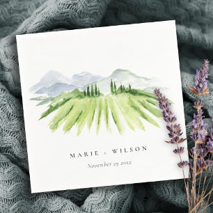 Serviette En Papier Élégant Rustic Winery Vineyard Mountain Mariage