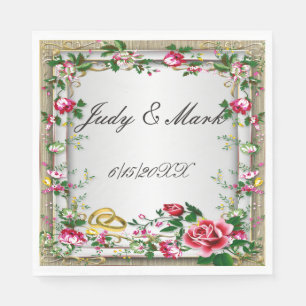 Serviette En Papier Élégant Rustique Roses Rouges Papier serviettes