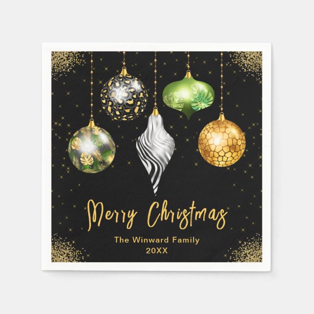 Serviette En Papier Elegant Safari Theme Ornament Christmas (Devant)