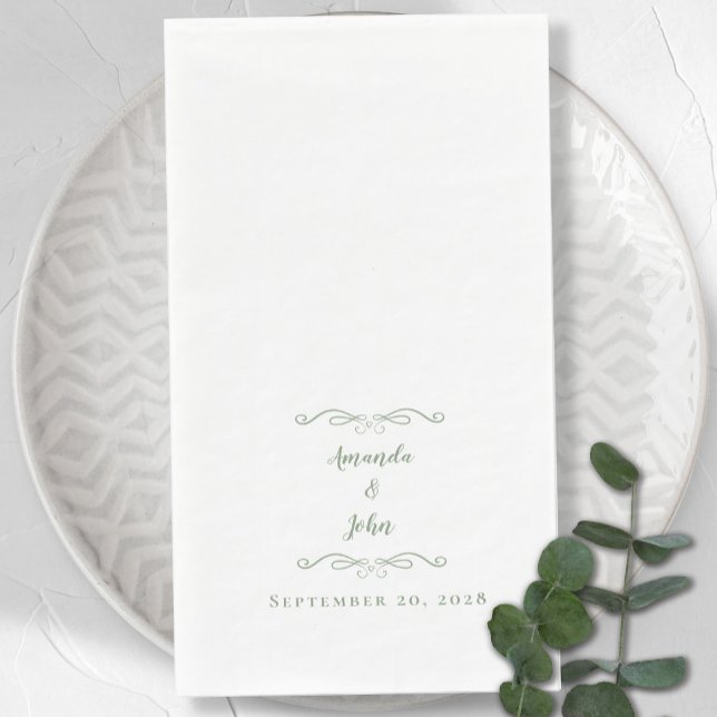 Serviette En Papier Elégant Sage Green Chic Formal Mariage Réception (Elegant Sage Green Chic Formal Wedding Reception Paper Guest Towels)
