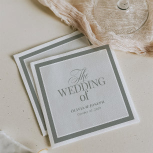 Serviette En Papier Élégant Sage Green Mariage classique de luxe