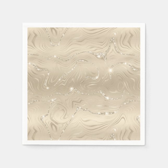Serviette En Papier Élégant Sandy Gold Faux Foil (Devant)