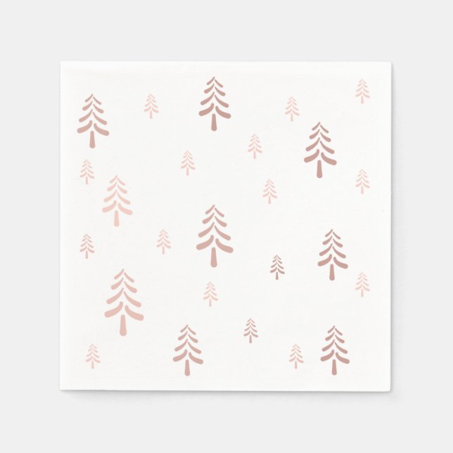 Serviette En Papier Élégant sapin de Noël rose vif (Devant)