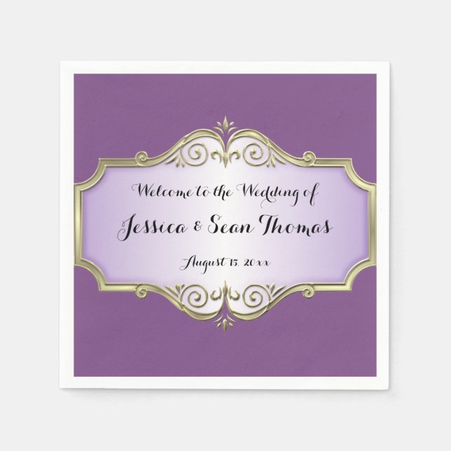 Serviette En Papier Élégant Satin Antique Mariage (Devant)