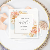 Élégant Saumon et Bleu Floral Fête de Mariage
