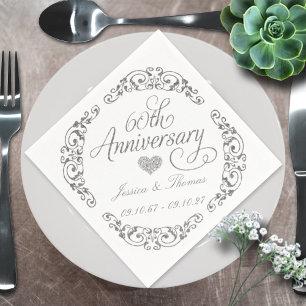 Serviette En Papier Élégant Script 60e Anniversaire de Mariage de Diam