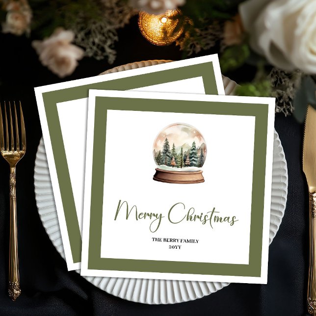 Serviette En Papier Elegant Script Christmas Ball Custom Name Napkins (Elegant Script Christmas Ball Custom Name Napkins)