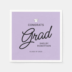 Serviette En Papier Élégant Script Congrats Grad Grad Graduation Party