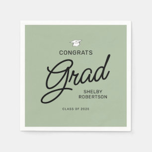 Serviette En Papier Élégant Script Congrats Grad Grad Graduation Party