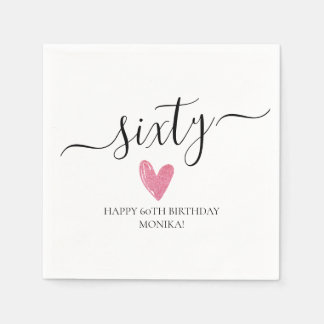 Serviette En Papier Élégant script manuscrit Soixante-60e anniversaire