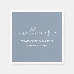 Serviette En Papier Élégant Script moderne Dusty Mariage bleu serviett
