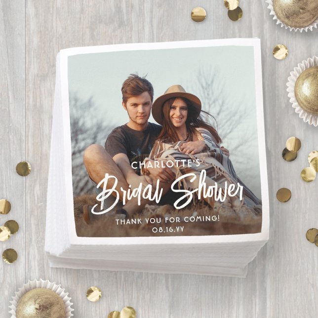 Serviette En Papier Élégant script moderne et photo minimale pour une  (Créateur téléchargé)