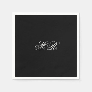 Serviette En Papier Élégant Script Monogram Initiales Mariage