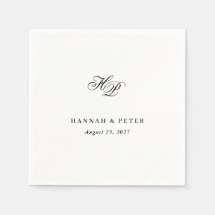 Serviette En Papier Élégant Script Monogramme Initiales Mariage minima