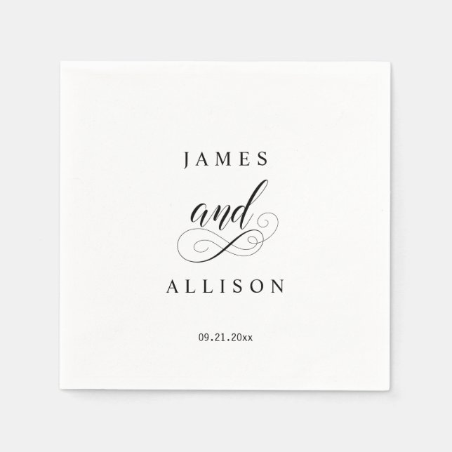Serviette En Papier Élégant Script Personnalisé Mariage Monogramme ser (Devant)