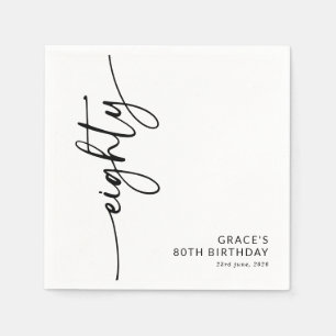 Serviette En Papier Élégant Script Quatre-Vingtième 80e Anniversaire