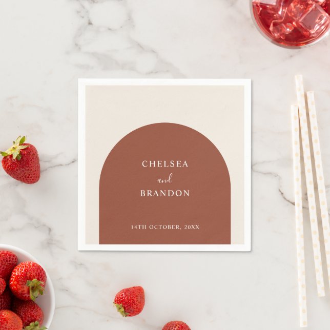 Serviette En Papier Elegant Script Terracotta Boho Arch Rustic Wedding (En situation)