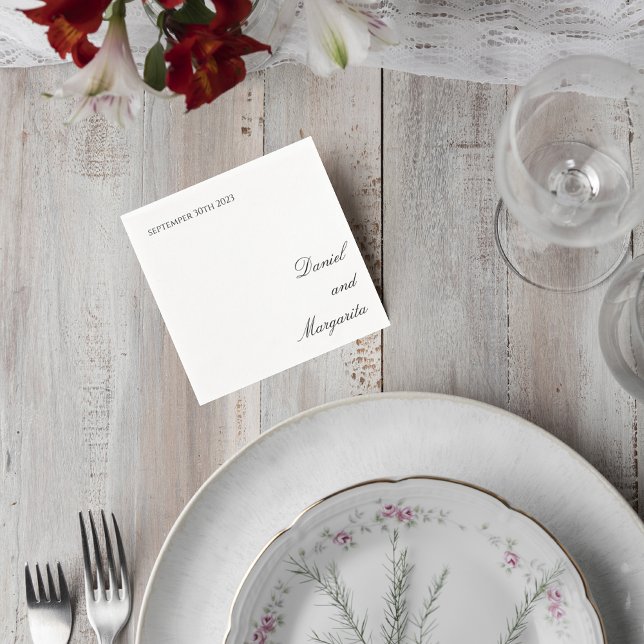 Serviette En Papier Elegant Script Wedding Cocktail Napkin (Créateur téléchargé)