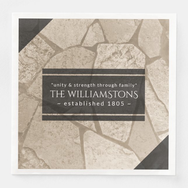 Serviette En Papier Elégant Sepia Toned Cracked Stones (Devant)